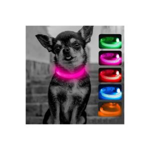 Eco-Friendly Pink Dog Collar with Rechargeable LED Lights