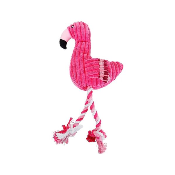 Eco-Friendly Plush Flamingo Squeaker Toy for Small Puppy Dogs