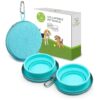 Eco-Friendly Silicone Twin Dog Bowls with Compact Travel Case for Camping