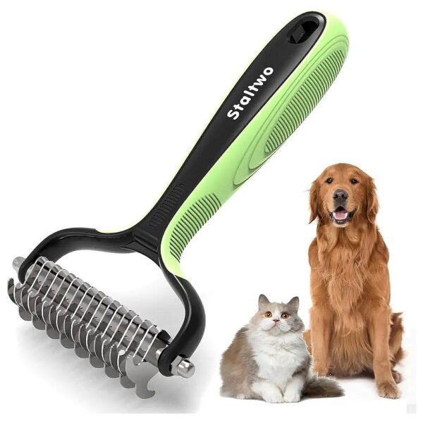 Effective Deshedding and Dematting Comb for Dogs and Cats with 2 Sides and 9-17 Teeth