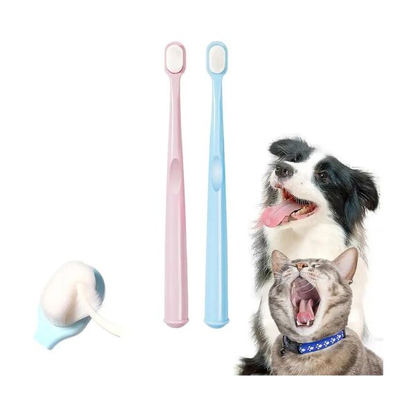 Efficient Pet Toothbrush for Cats and Small Dogs with Soft Brush Head and Deep Cleaning