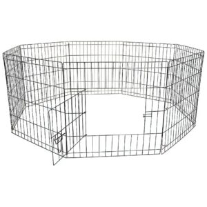 Eight Panel Metal Wire Dog Exercise Playpen with Portable and Foldable Design