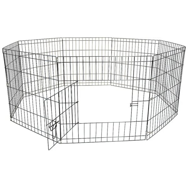 Eight Panel Metal Wire Dog Exercise Playpen with Portable and Foldable Design