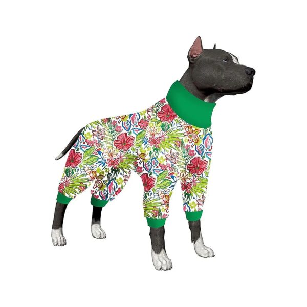 Elastic Solarium Outdoor Island Flowers Print Dog Jumpsuit for Large Dogs