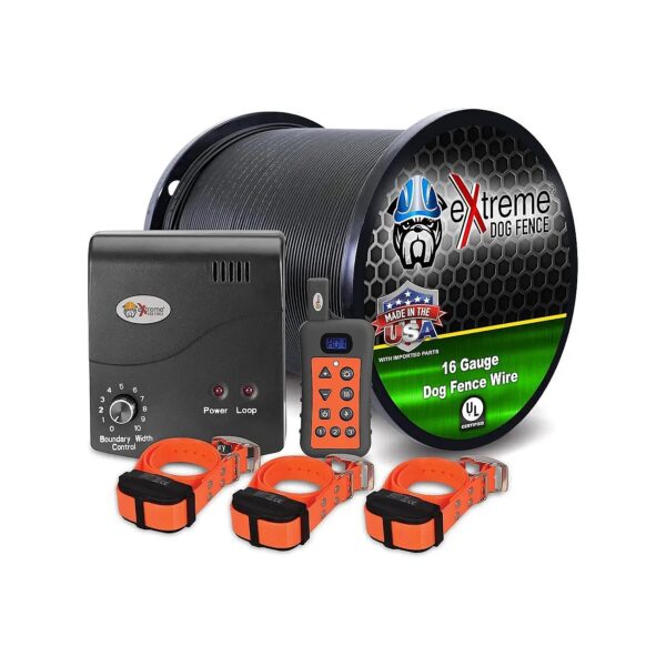 Electric Dog Fence and Trainer Kit with 1000 Feet Wire for Up to 3 Medium to Large Dogs