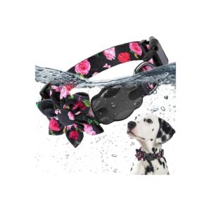 Elegant AirTag Dog Collar with Adjustable Size and 100% Waterproof Case for Small Dogs