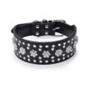 Elegant Black Faux Leather Dog Collar with Rhinestones and Diamonds for Large Dogs