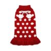 Elegant Christmas Themed Dog Sweater Dress with Leash Hole Polka Dot Pattern for Big Dogs