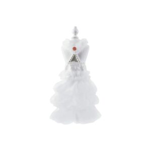 Elegant Dog Bride Outfit with Pearl Necklace and Rose Petal Collar for Small Puppies