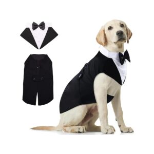 Elegant Dog Costume Set with Tuxedo and Bandana for Small to Large Breed Dogs