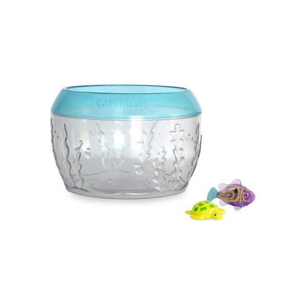 Elegant Fishbowl Cat Toy with Electronic Swimming Fish and Turtle