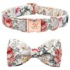 Elegant Floral Dog Collar with Bow Tie and Adjustable Length for Small Medium Large Dogs