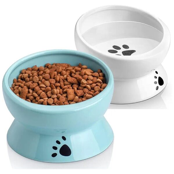 Elevated Cat Food Water Bowls for Small Dogs & Cats with Anti Vomiting Design