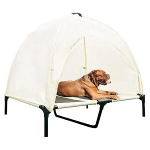 Elevated Dog Bed with Adjustable Canopy for Medium to Large Dogs