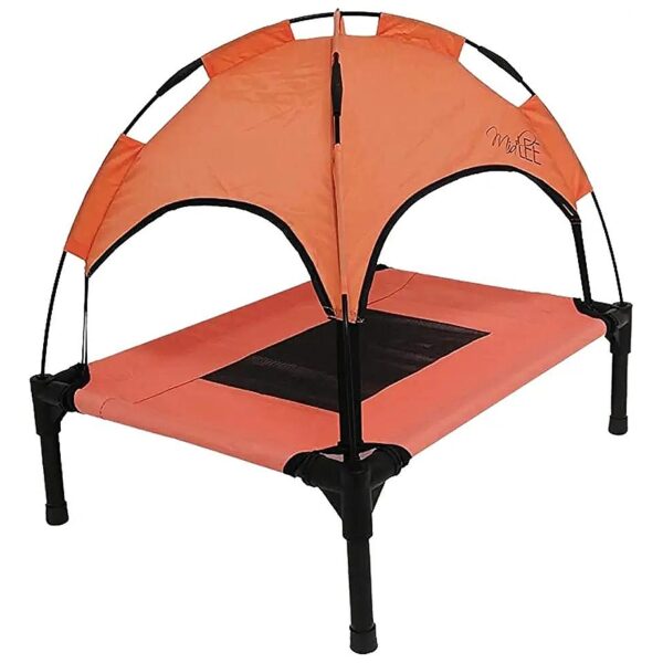 Elevated Dog Bed with Canopy for Small to Medium Dogs Outdoor Use