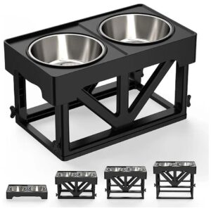 Elevated Dog Bowls for Small Medium Large Breeds, Adjustable Height Stand