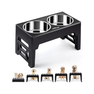 Elevated Dog Bowls with Adjustable Height and 5 Settings Suitable for All Ages and Sizes