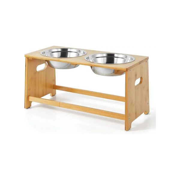 Elevated Dog Bowls with Bamboo Stand for Joint Relief and Easy Cleaning