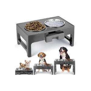 Elevated Dog Bowls with Drainer and Adjustable Stand for Medium and Large Dogs