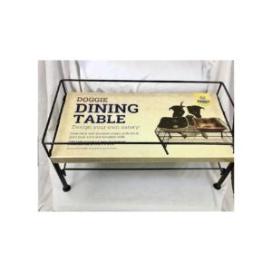 Elevated Dog Dining Table for Two Medium Bowls with Removable Dividers