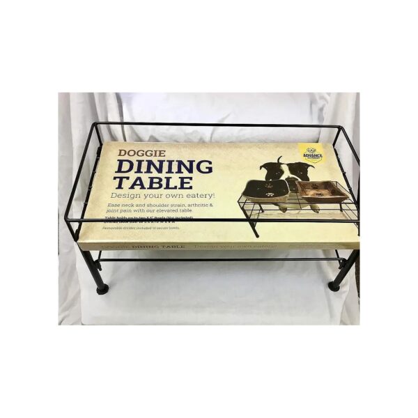 Elevated Dog Dining Table for Two Medium Bowls with Removable Dividers