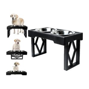 Elevated Dog Feeder with Stainless Steel Bowls and Adjustable Height for Large Breed Dogs