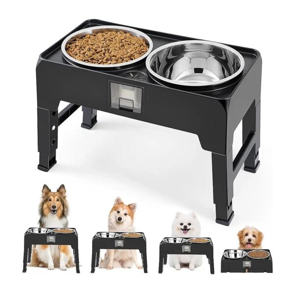 Elevated Dog Feeder with Stainless Steel Bowls and Anti-Slip Base for Home or Outdoor Use