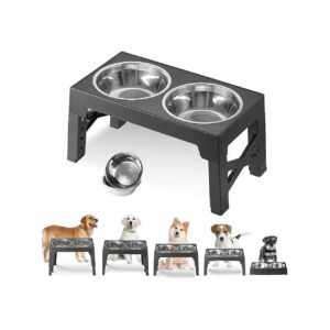 Elevated Dog Food and Water Bowls with Adjustable Height for Small Medium Large Breeds