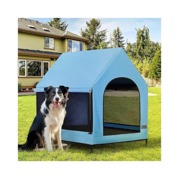 Elevated Dog House with Soft Padded Mat and Waterproof Removable Cover for Big Dogs