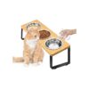 Elevated Food Feeding Tray with Tilted Stainless Steel Bowls for Cats and Dogs