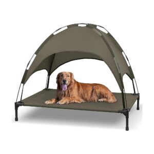 Elevated Pet Bed with Canopy - Off-Ground Cooling Cot for Dogs and Cats