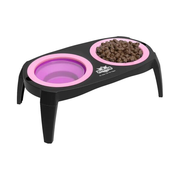 Elevated Pet Feeding Station with Non-Slip Stand and Collapsible Silicone Bowls