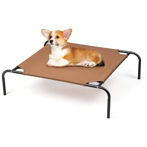 Elevated Portable Dog Bed with Waterproof Fabric for Small to Medium Pets Brown