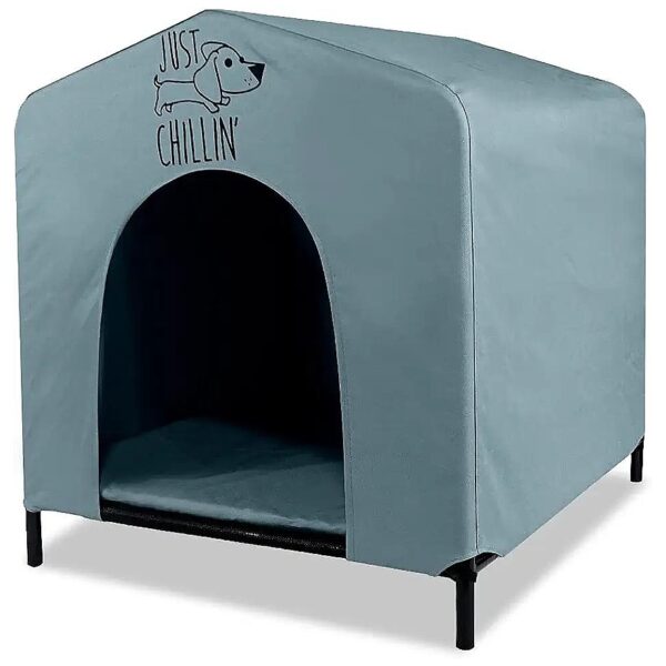 Elevated Small Medium Dog Shelter with Water Resistant Oxford Fabric Easy Assemble