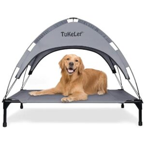 Elongated Dog Bed for Large Breeds with Durable Steel Frame and Canopy