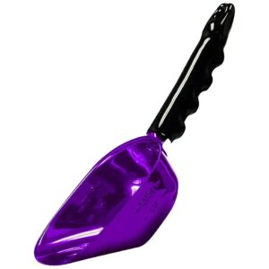 Embossed Stainless Steel Pet Food Scoop with Electric Purple Accent