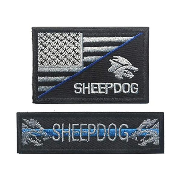 Embroidered Patches for Large Medium Dogs with US Flag Sheep Dog Red White Blue Designs