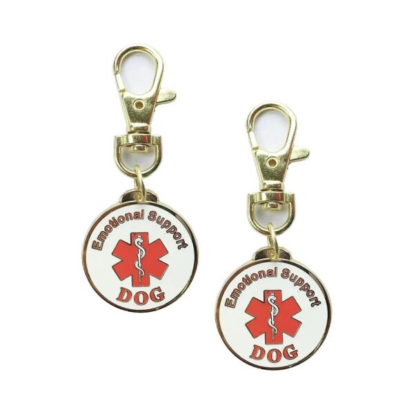 Emotional Support Dog Keychain Set with Red Medical Alert Symbol for ESA Dogs Aid