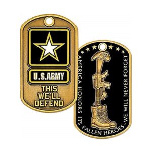 Emotional US Army Brass Enamel Dog Tag Chain for Heroes