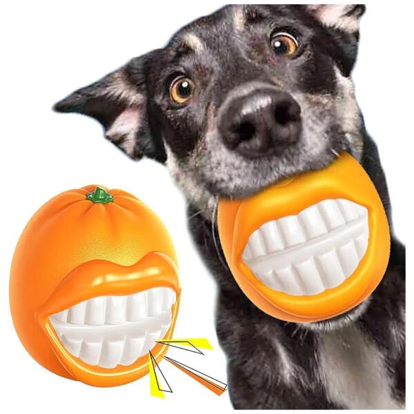 Enduring Orange Dog Chew Toy with Squeaker for Outdoor and Indoor Use