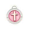 Engravable Pink Cross Pet Collar Charm for Small Pets Made from Zinc Alloy