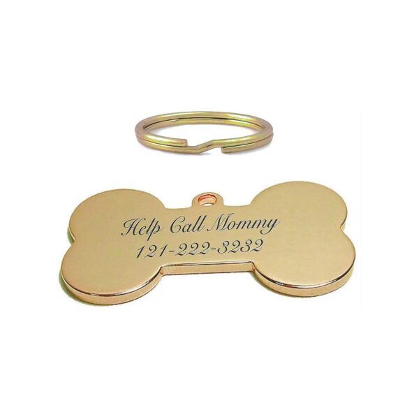 Engraved Gold Dog Tag Pendant for Dog Collars Free Shipping USA