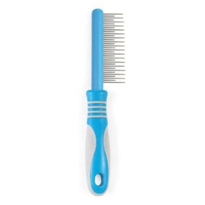 Ergo Design Dog Comb Blue Grey Gentle on Skin Removes Hair from Under Top Coats