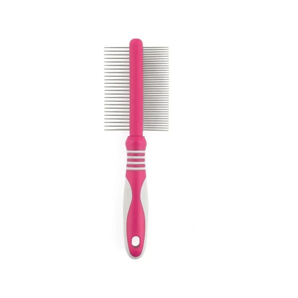 Ergonomic Double Sided Cat Comb for Smooth and Detangled Coats Red White