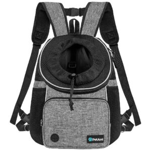 Ergonomic Front Dog Backpack Carrier with Ventilated Chest Panel and Comfortable Padding