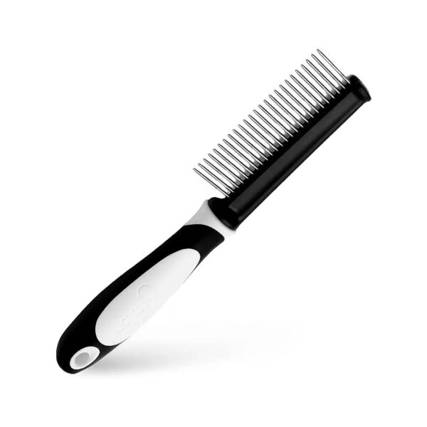 Ergonomic Rubberized Handle Pet Comb for Reducing Tangles and Loose Hair in Dogs and Cats