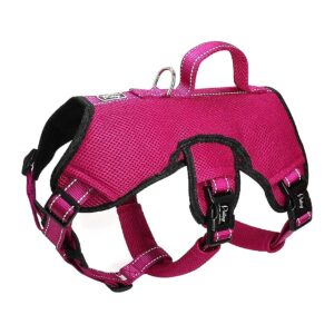 Escape Proof Dog Harness for Medium Large Breeds, Hot Pink, Adjustable Reflective Vest