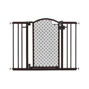 Espresso Metal Pet and Baby Gate for Doorway and Stairway Installation