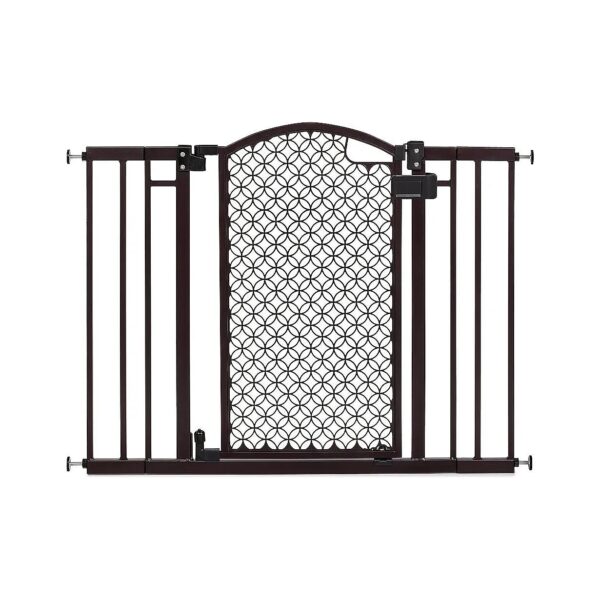 Espresso Metal Pet and Baby Gate for Doorway and Stairway Installation