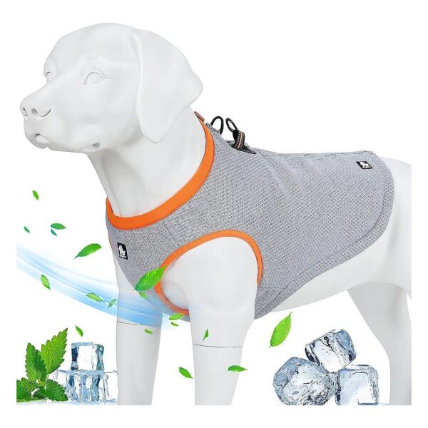 Evaporative Cooling Dog Jacket with Adjustable Zipper for Small Dogs Orange Polyester